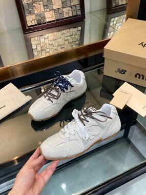 ✨ Authentic Miu Miu x New Balance White Leather Sneakers